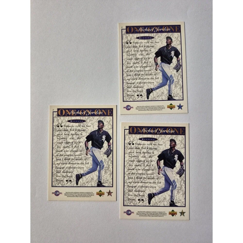 Michael Jordan Baseball Card Lot 3 Cards Upper Deck Overall Skills First